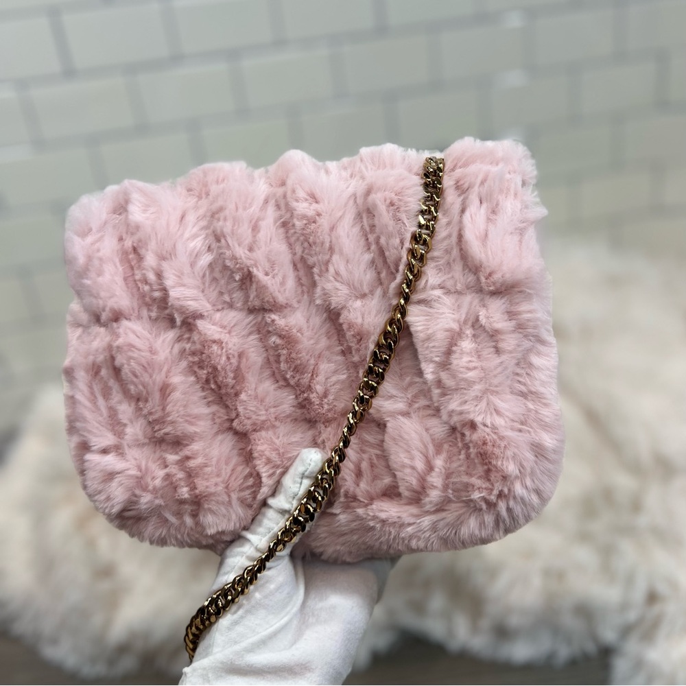 Versace Pink Virtus Faux Fur Crossbody Bag - Picture 4 of 12